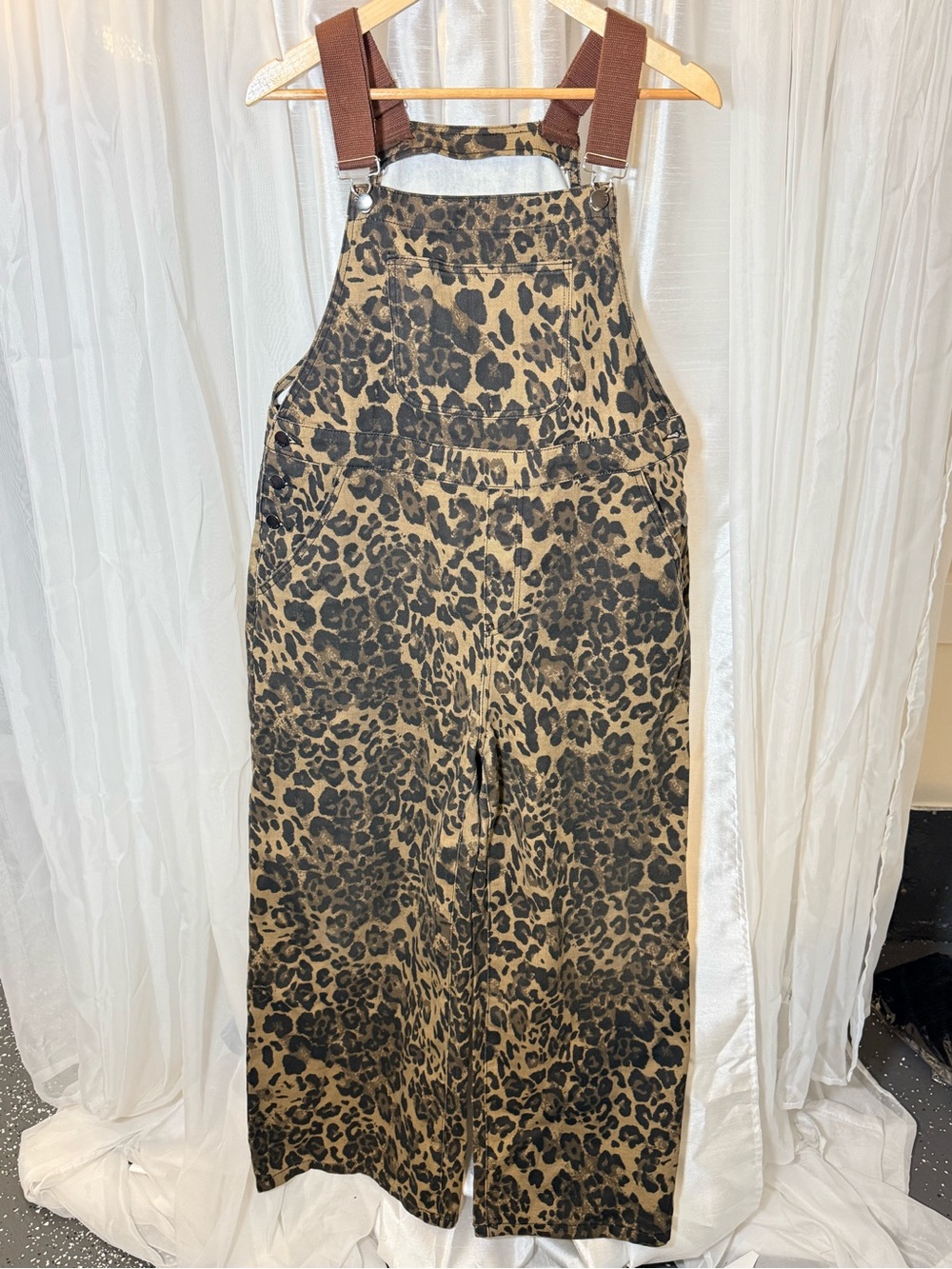 Cider Leopard Print Wide-Leg Jumpsuit in Brown & Black